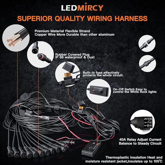 R3 White LED Rock Lights Kit 12PCS