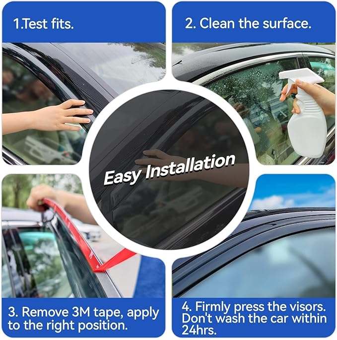 Window Visors Rain Guards for 1996-2002 Toyota 4Runner, Out-Channel Window Vent