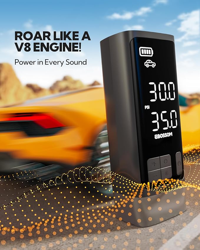 Portable Tire Inflator with Dual-Cylinder, 5 x Fast Inflation Car Air