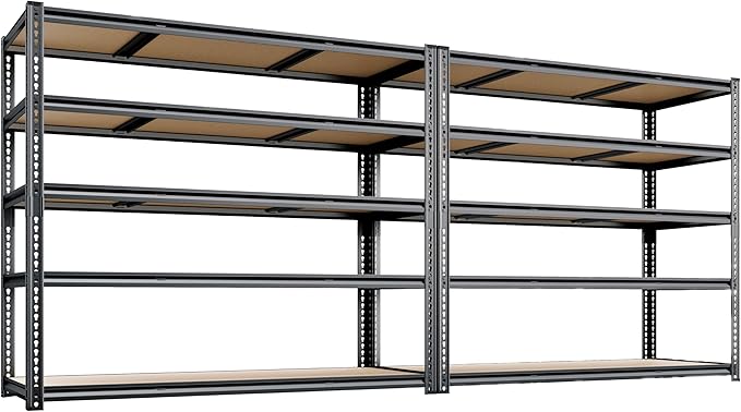 48"W Garage Shelving, 2650LBS Storage Shelves heavy duty, 5 Tier Metal Shelving (2PCS)