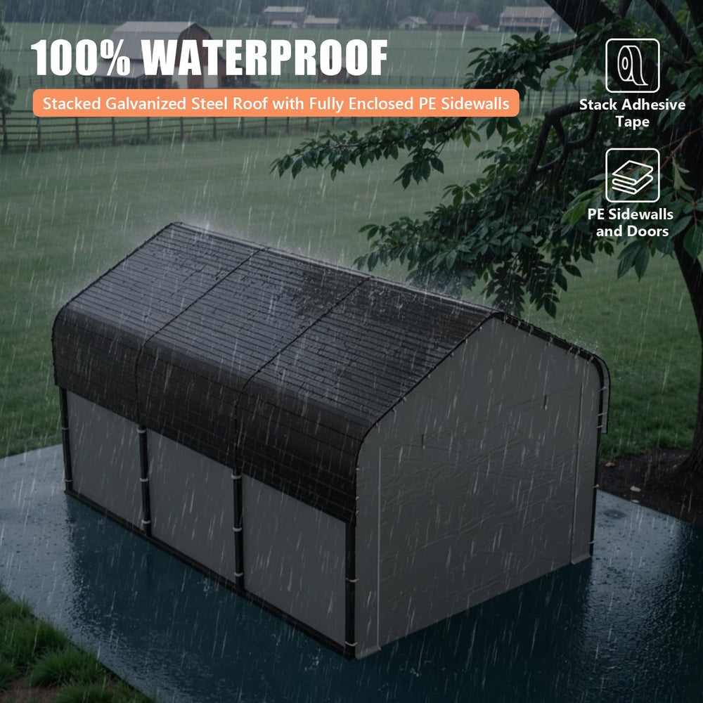 10x16 Heavy Duty Metal Carport, All-Weather Enclosed Car Garage