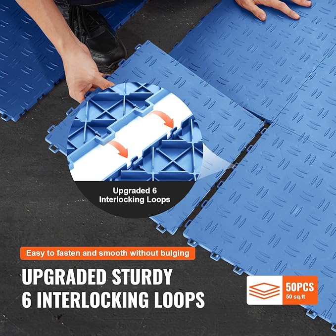 VEVOR Interlocking Garage Floor Covering Tiles, 50 Pack, Non-Slip Double-Sided