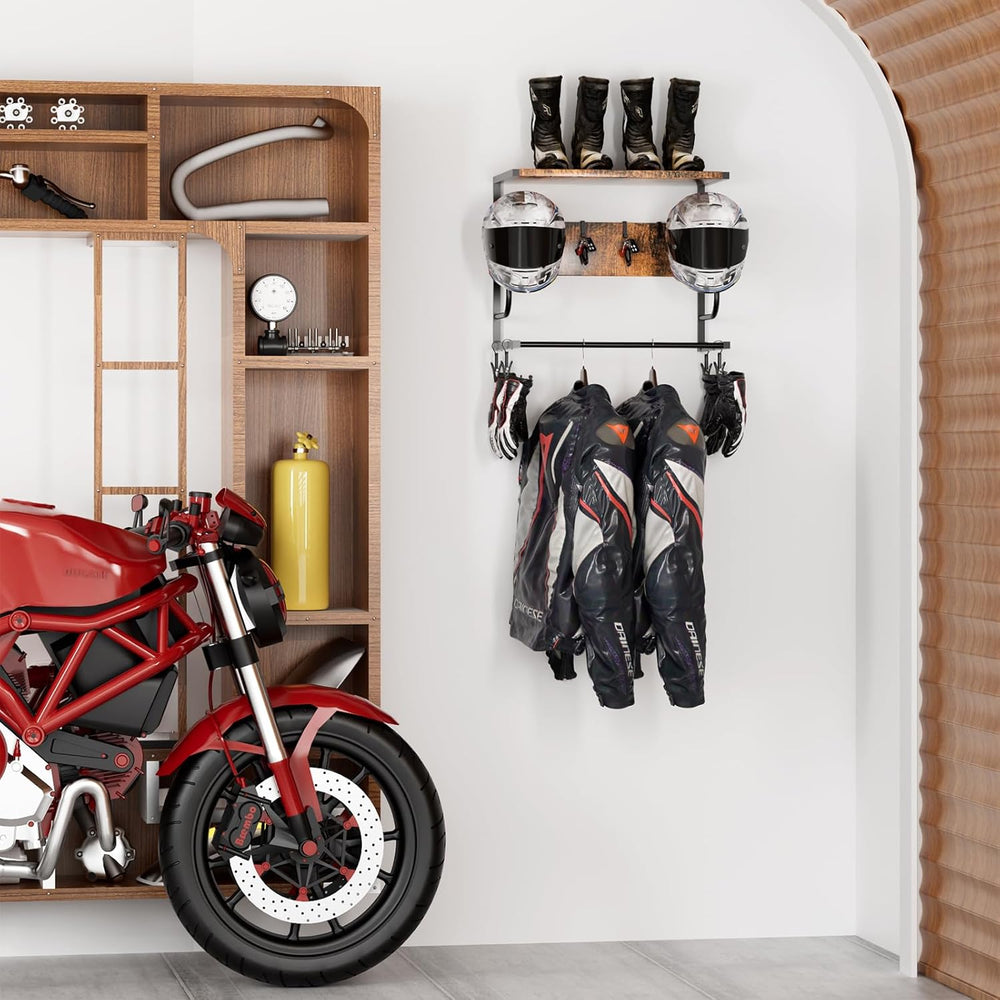 Motorcycle Helmet Holder Wall Mounted, Helmet Rack Wall Mount with Helmet Rac...