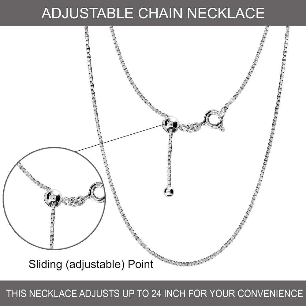 LeCalla 925 Sterling Silver Italian Jewelry Adjustable Chain Necklace, Slidin...