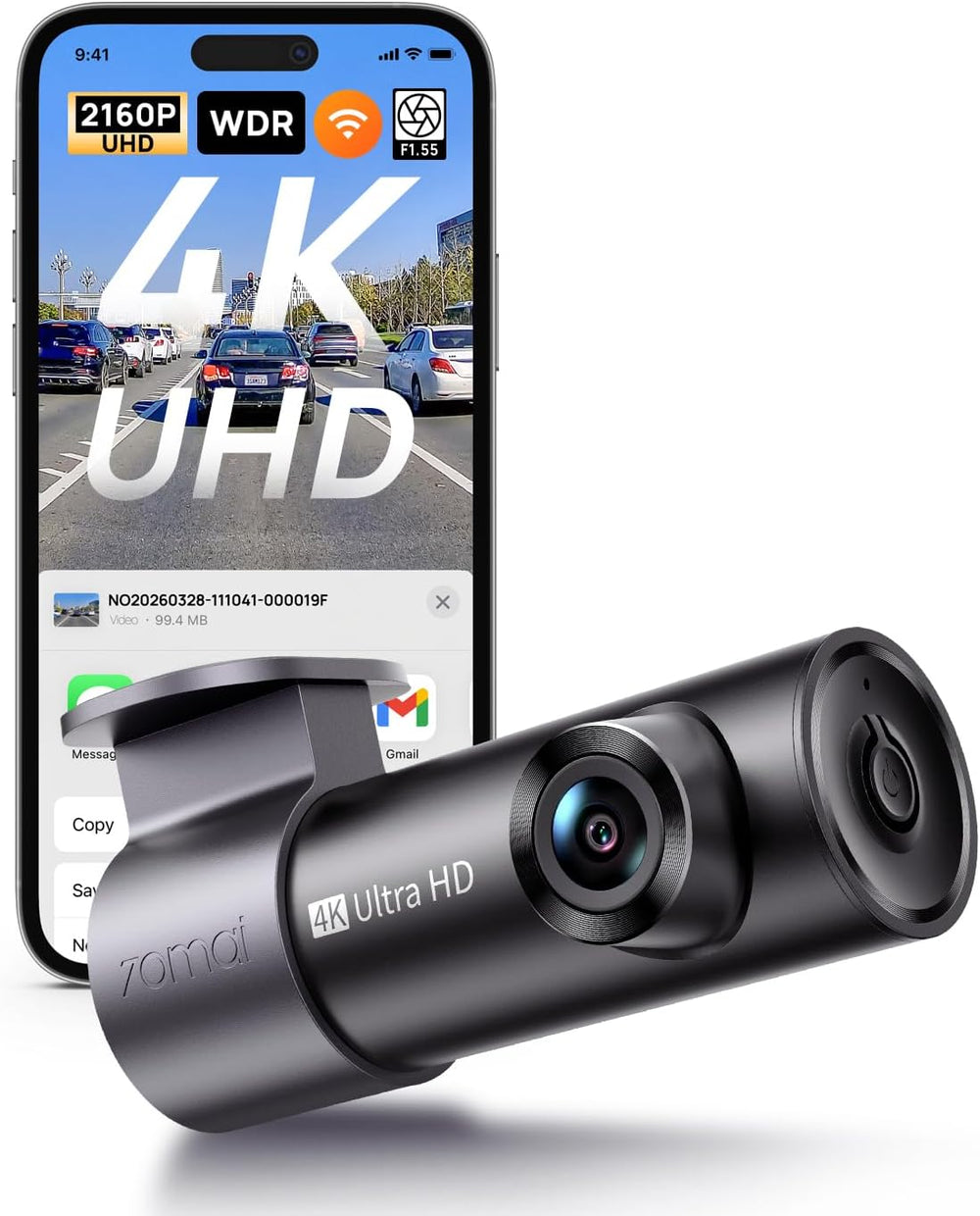 70mai M310 Plus 4K Dash Cam Front with Night Vision, 140° Wide Angle Dash Cam...