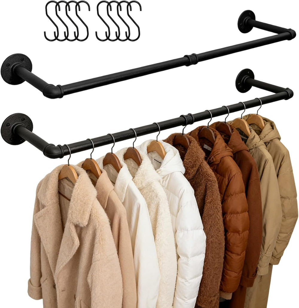 Aduanbang Industrial Pipe Clothing Rack, 38.4 Inch Heavy Duty Wall Mounted, B...