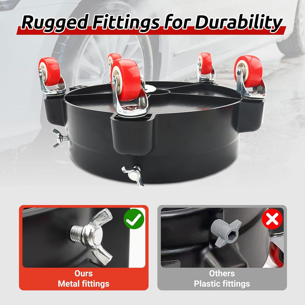Bucket Dolly 5 Gallon with Wheels,360°Rolling Car Wash Bucket Roller | For 2....