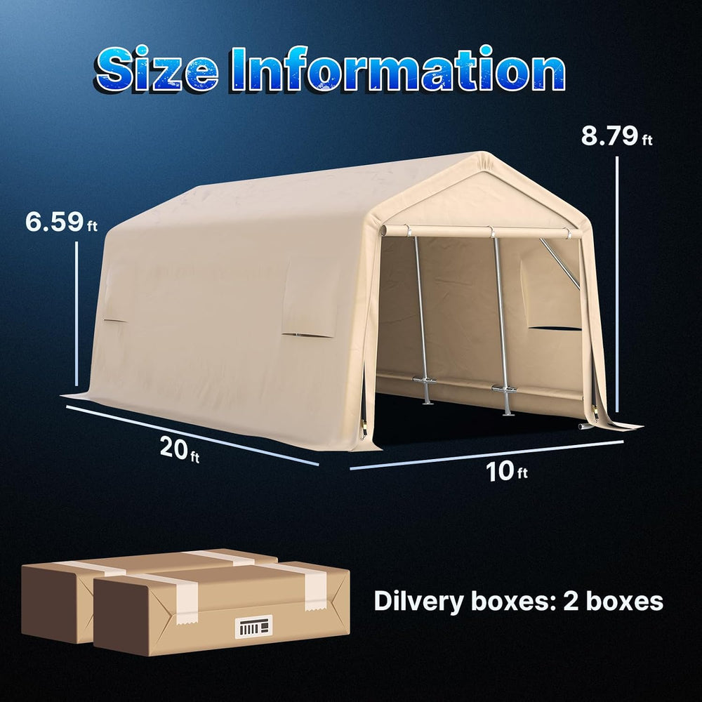 ADVANCE OUTDOOR Heavy Duty 10X20 ft Carport Outdoor Patio Portable Canopy Sto...