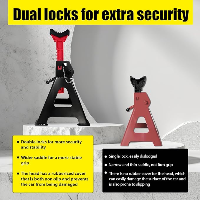 6 Ton Jack Stands, 15.6"-23.4" Adjustable