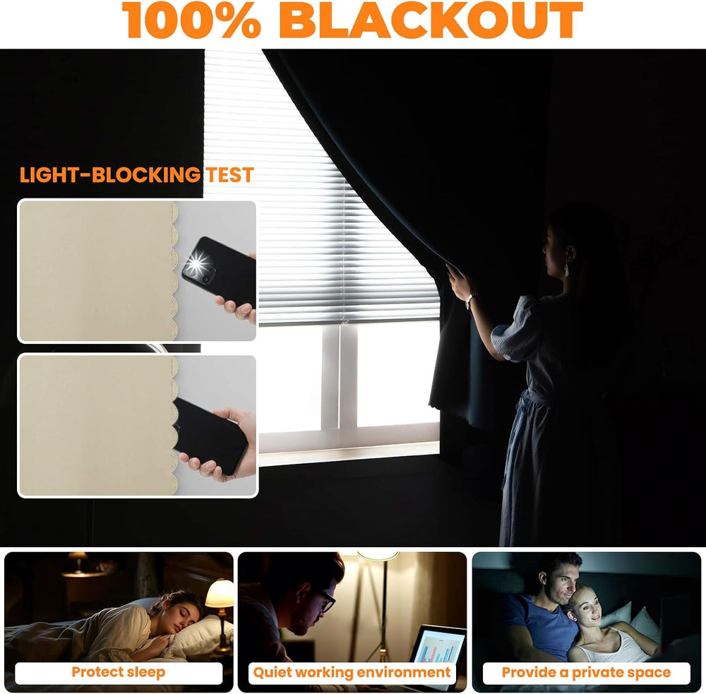 JILRON Adhesive Curtain 100% Blackout No-Drill Easy Install for Bedroom Blind...