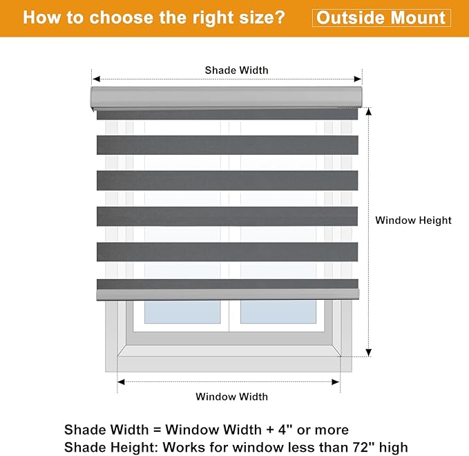 Persilux Cordless Zebra Blinds for Windows Free-Stop Window Blinds Dual Layer