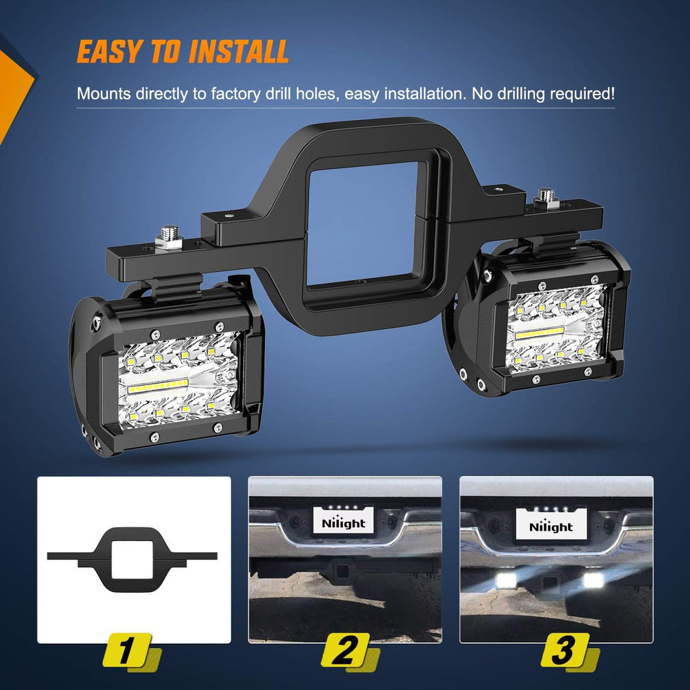 Nilight 2 Pcs 4 Inch 60W Led Pods with 2 Inch Tow Hitch Mounting Brackets Bac...