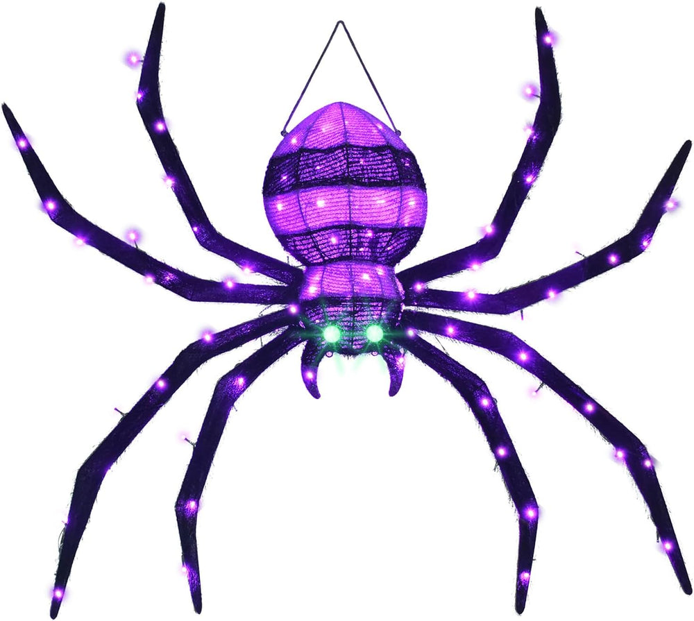 HOYECHI Halloween Decorations Outdoor Hanging Spider - 4.2FT Giant Climb The ...