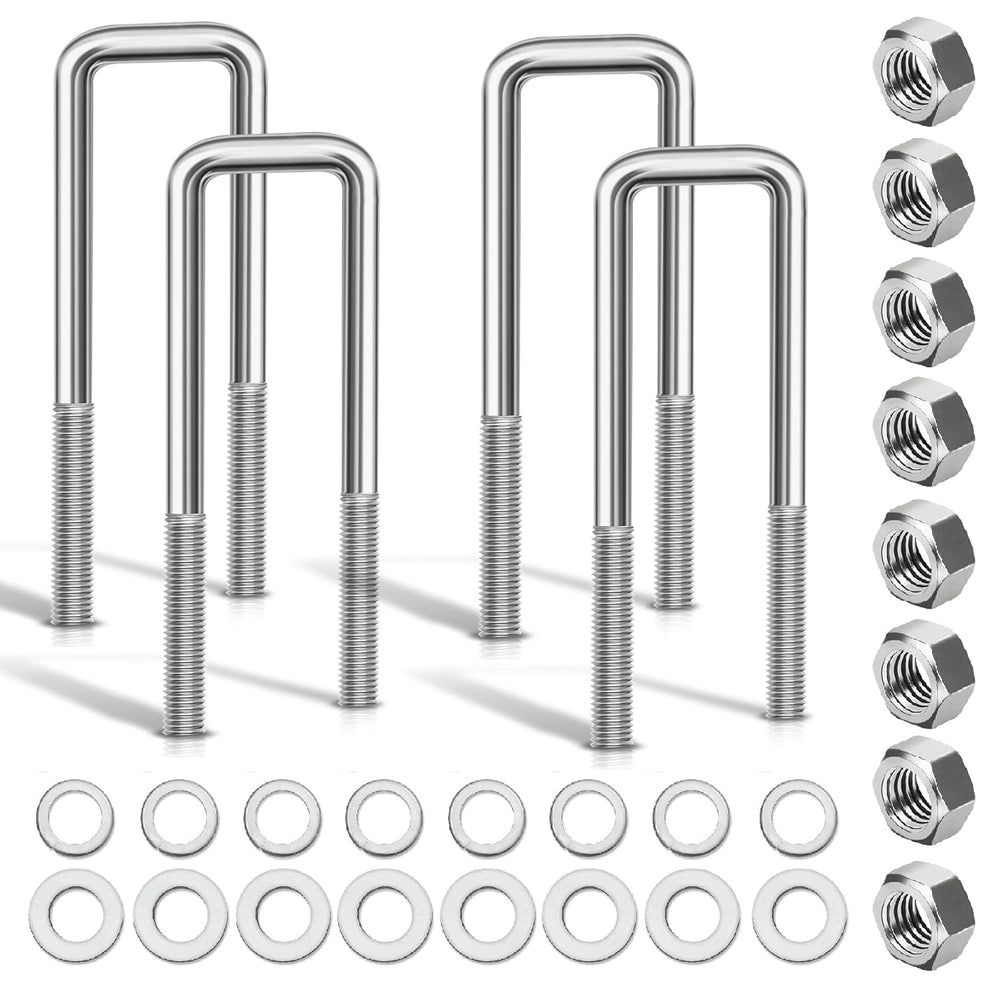 4 Pcs Hot Dipped Galvanized Square U-Bolts,2 inch Wide, (1/2" D x 2 1/16...