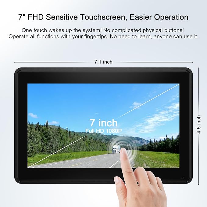 Fookoo 2 Magnetic Solar Wireless Backup Camera 7" IPS Touchscreen Monito...