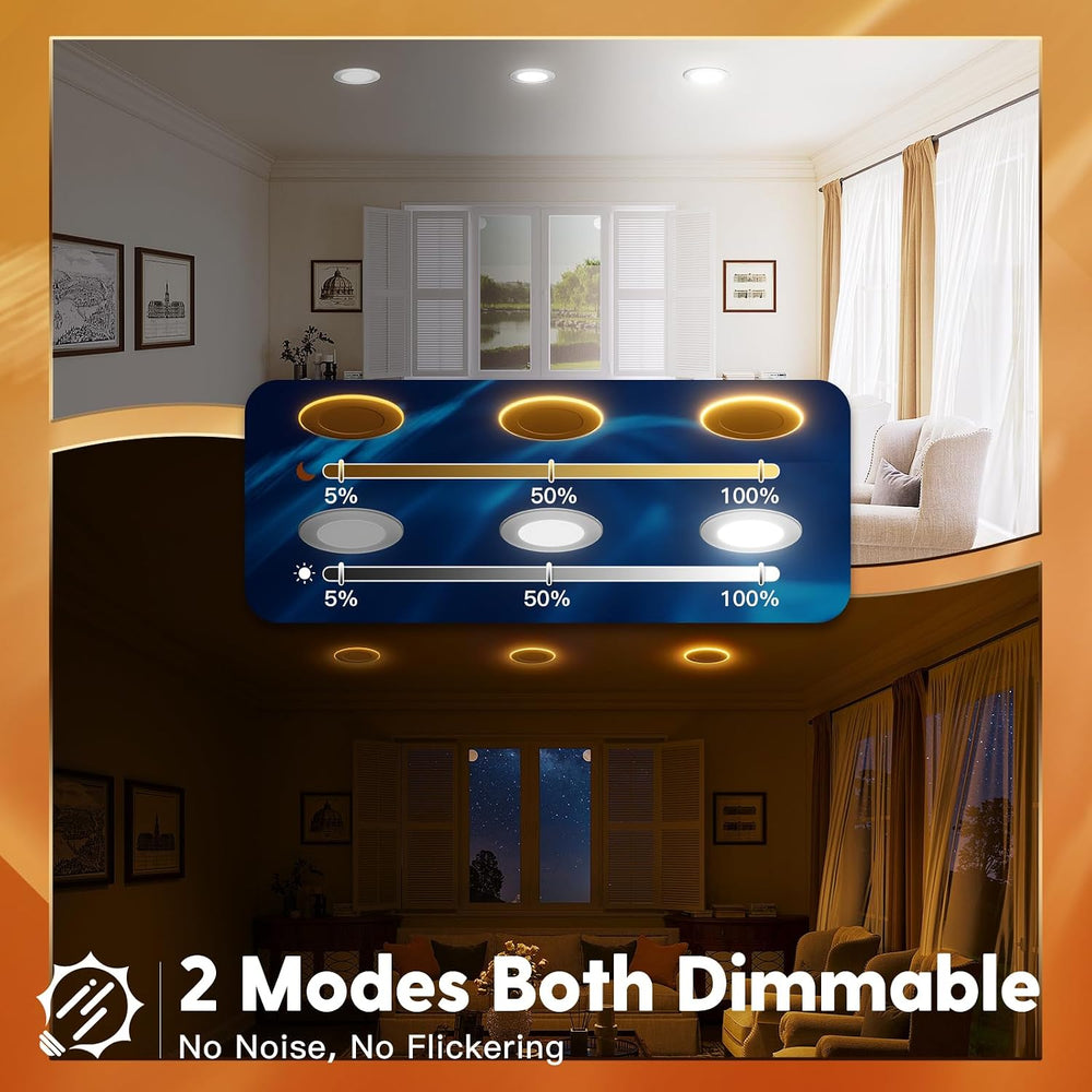 FREELICHT 4 Pack 5/6 Inch 5CCT LED Recessed Lighting with Night Light