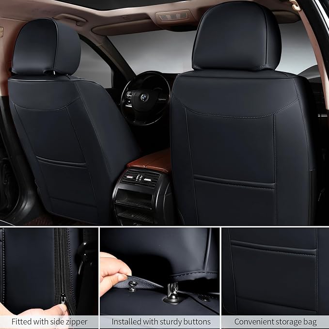 2 Packs Car Seat Covers Leather Car Seat Covers Universal Seat Covers