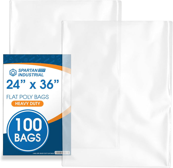24" X 36" Open-End Flat Poly Bags (100 Count) No Adhesive Strip - 2 Mil