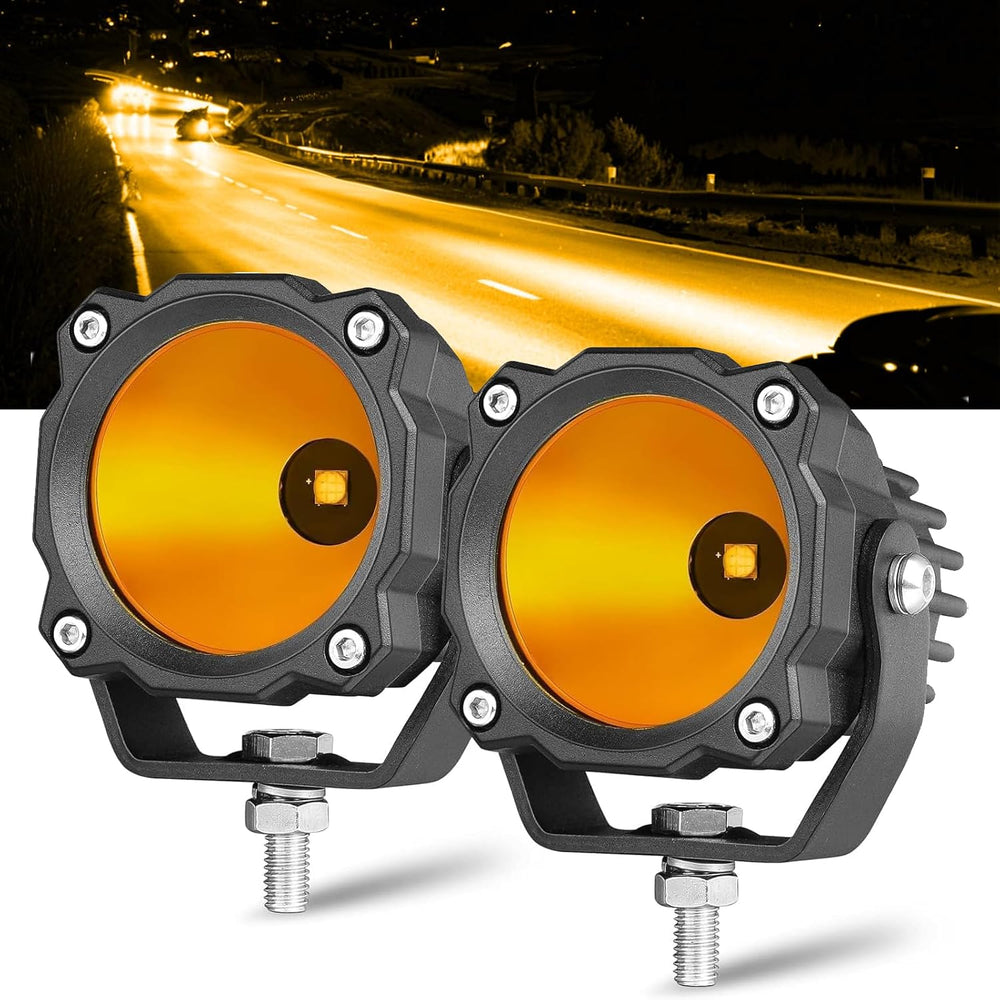 Amber LED Pods Round LED Fog Light Pods 50W 2PCS Spot LED Off Road Lights