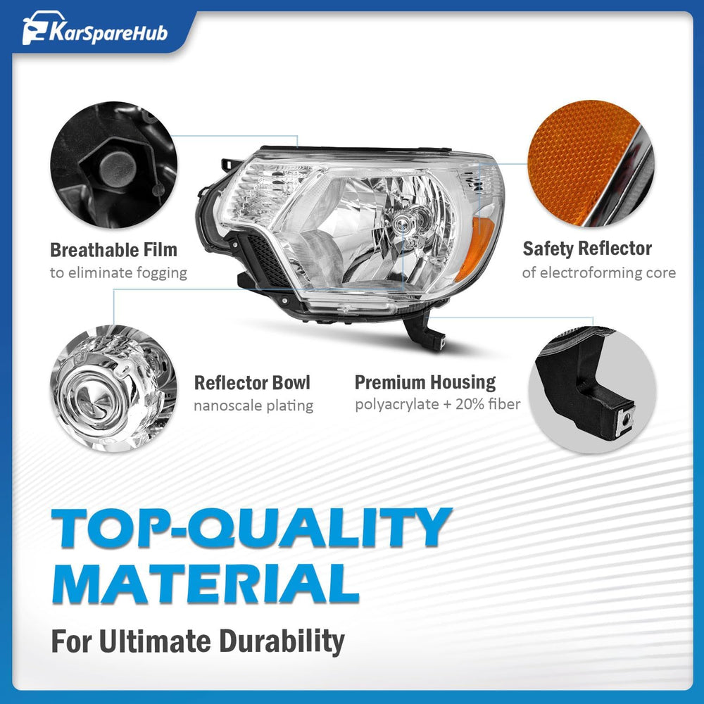 Headlights Assembly for 2012-2015 Toyota Tacoma Headlamp Replacement Chrome H...