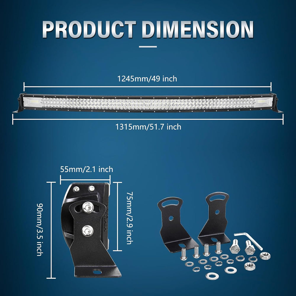 AUXTINGS 50 inch 648W Curved LED Light Bar, Spot Flood Beam Triple Row