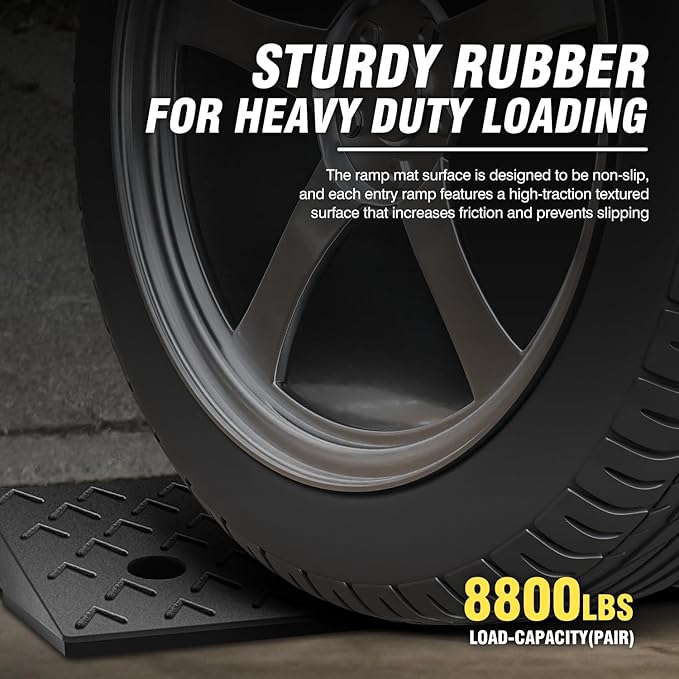 DNA MOTORING 2pcs 2.2" Rise Rubber Arrow Curb Ramp Heavy Duty Loading Dr...