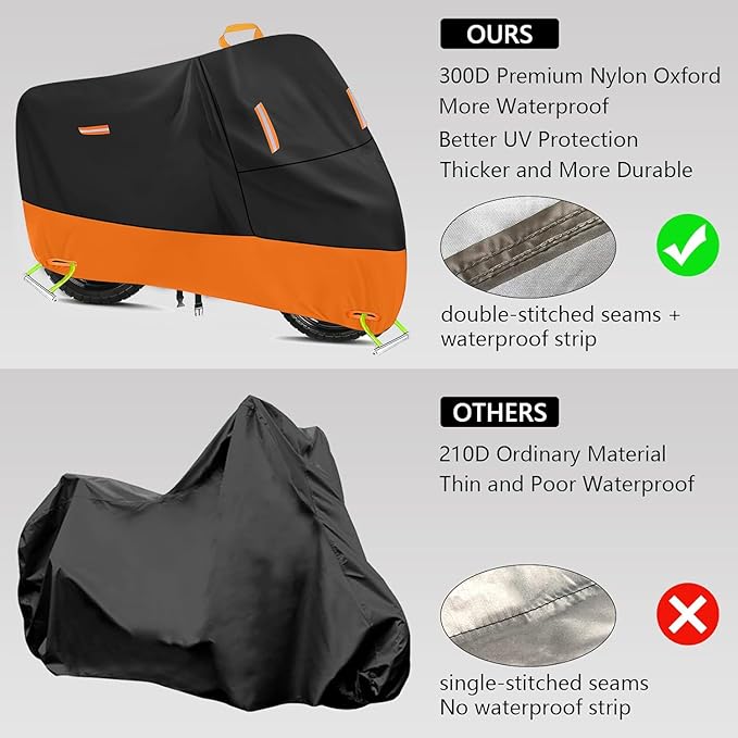 Motorcycle Cover 300D Oxford Motorcycle Covers Waterproof Outdoor Storage Fit