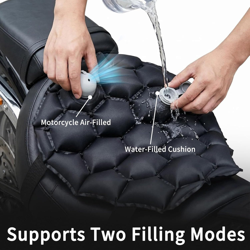 Foldable Motorcycle Seat Cushion with Air and Water Filling, Air Convection B...