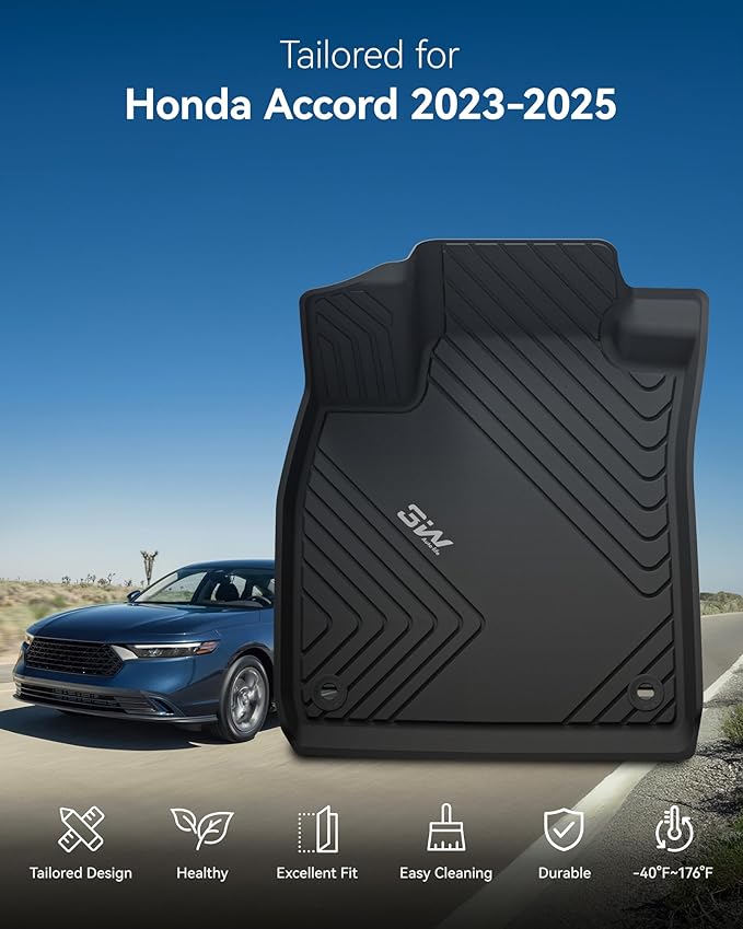3W Floor Mats Fit for Honda Accord 2023 2024 2025 All Weather Heavy Duty Custom