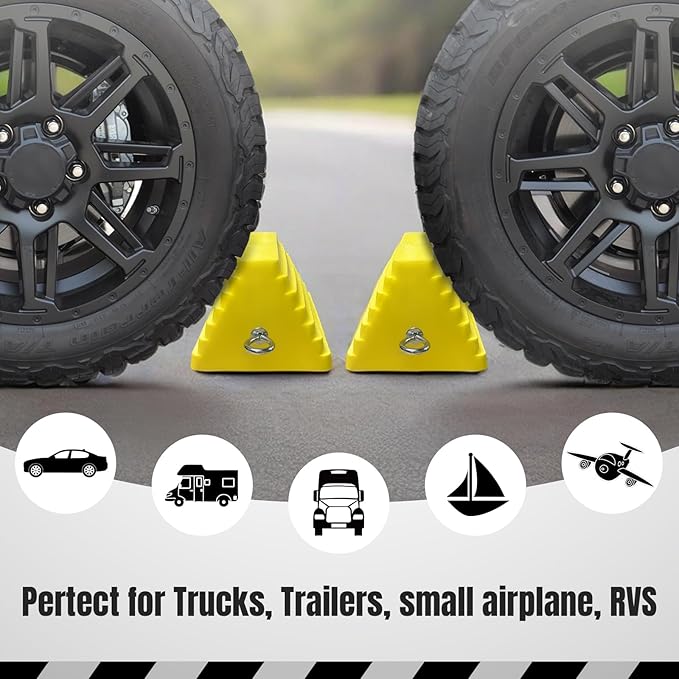 Premium 4 pcs Heavy Duty Wheel Tire Chocks, Vehicle Chocks