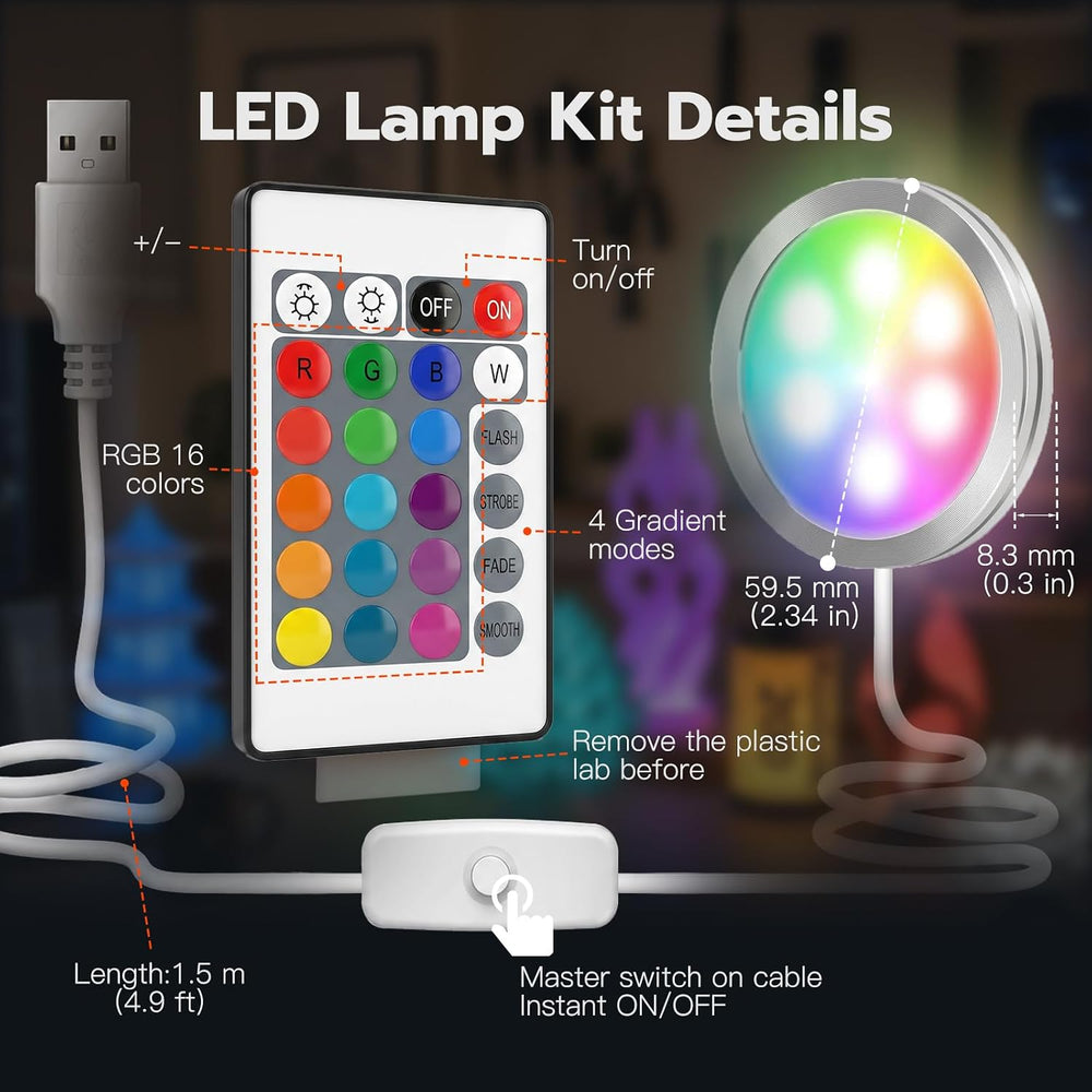 6-Pack RGB LED Lamp Kit 001 for Bambu Lab H2D/A1/A1mini/P1S/P1P/X1C
