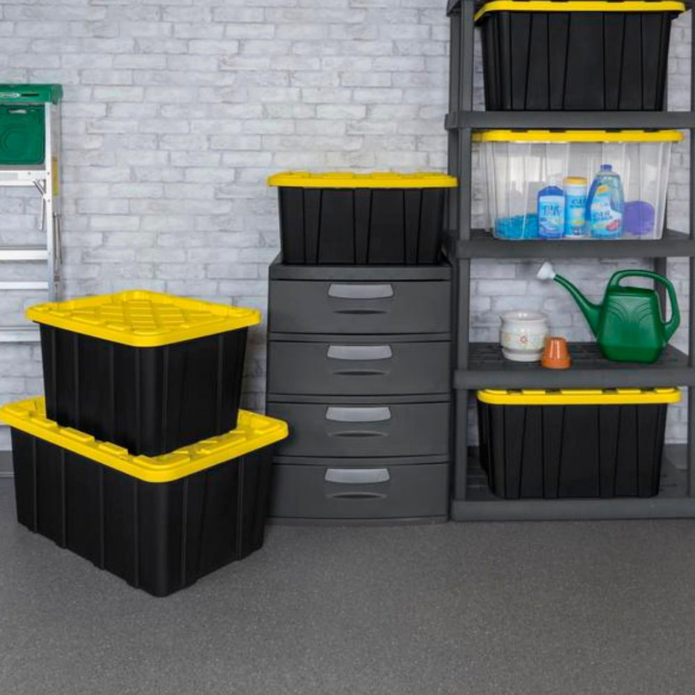 Sterilite Industrial Storage Tote with Lids for Garage, 27 Gallon, 4-Pack