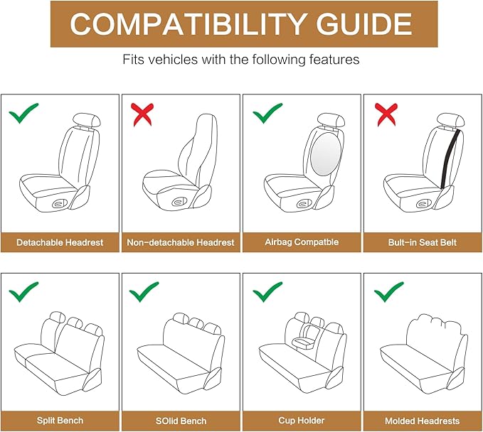 Pariitadin Leather Car Seat Covers Full Set, Waterproof Breathable Faux Leather
