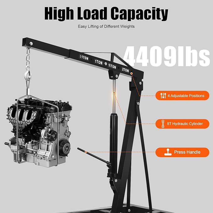 LOYALHEARTDY 2 Ton Hydraulic Engine Hoist, Folding Engine Lift