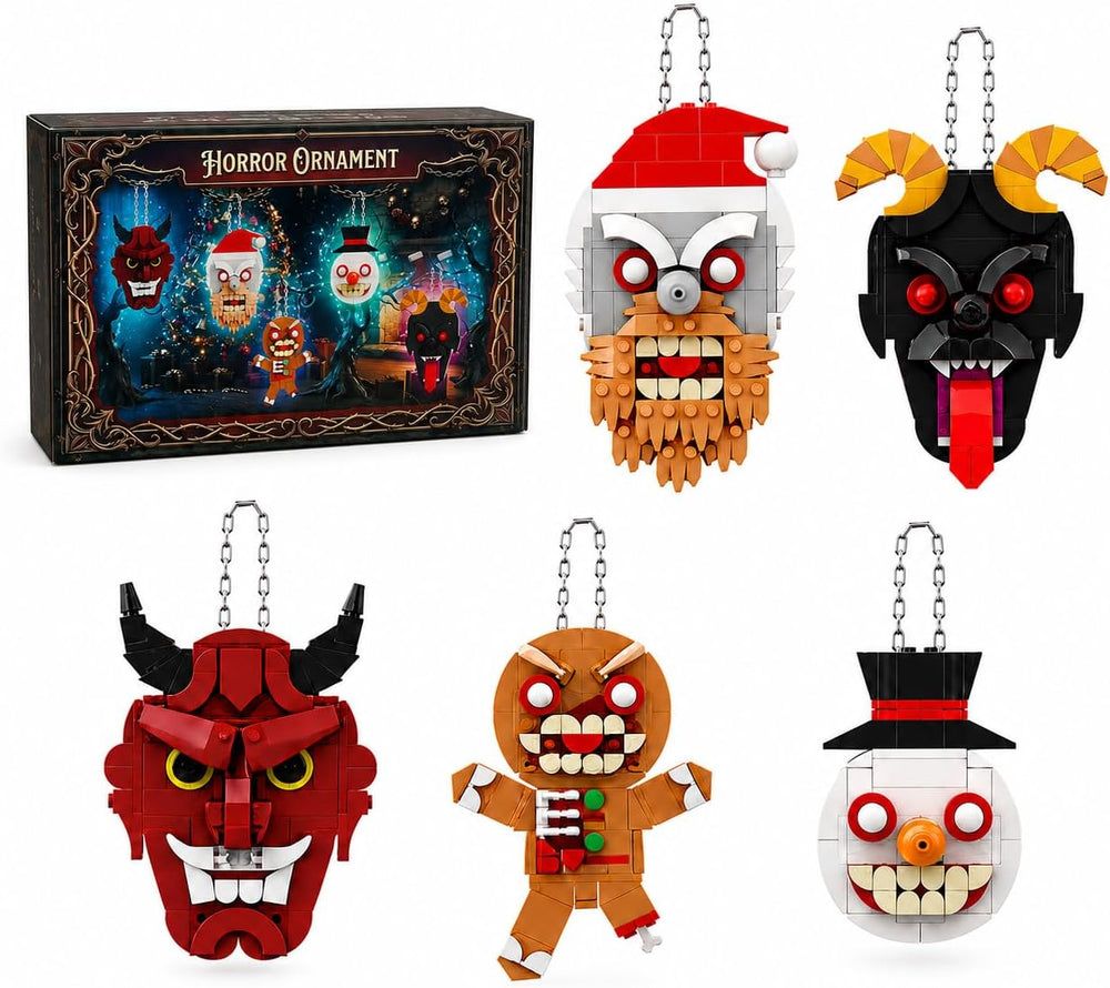 Halloween Horror Building Set, 5 Creepy Character Ornaments, 433 Pieces