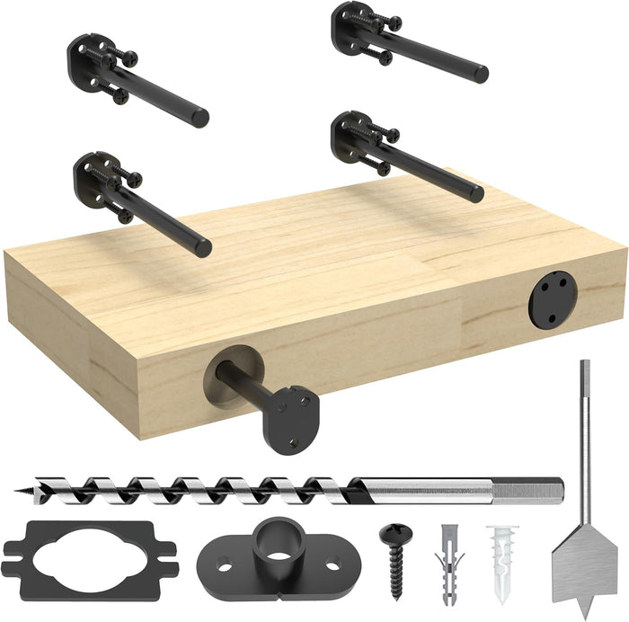 10 in Hidden Floating Shelf Brackets 4 Pack 1/4" Thick W/Drill Bit