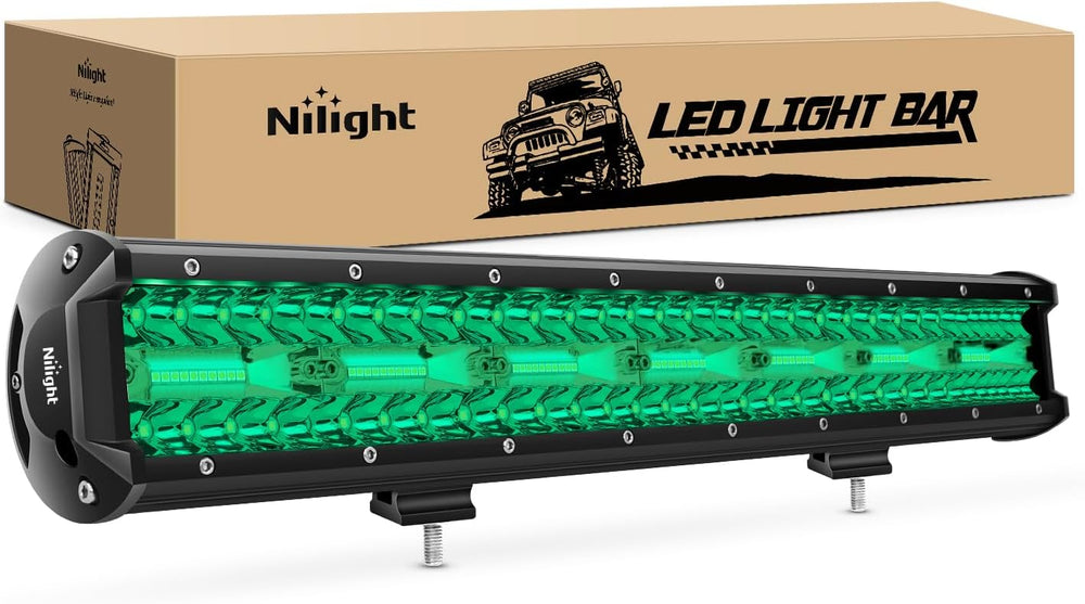 Nilight 20 Inch 420 W LED Light Bar Green Spot Flood Combo Beam