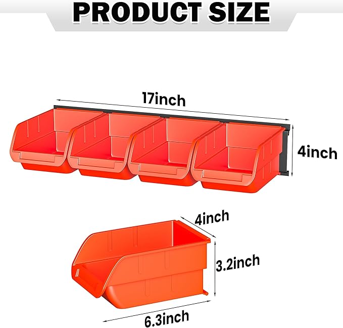 Ultrawall Wall Mounted Storage Bins, Plastic Hanging Storage Organizer Bins