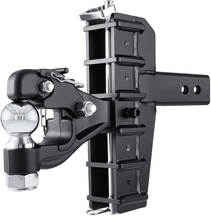 2-5/16"Ball Pintle Attachment Bundle with Adjustable Channel Mount Hitch, 6-7/16" Drop 6-5/8"Rise 20,000 LBS 2.5" Receiver