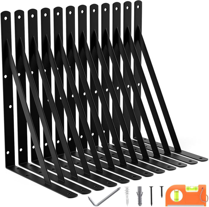 12-Pack 14 Inch Heavy Duty Shelf Brackets, Large Floating Shelf Bracket