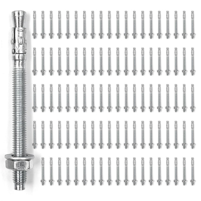100-Pcs Wedge Anchors for Concrete,5/16" x 4"(M8x100mm) Zinc Plated Anchors