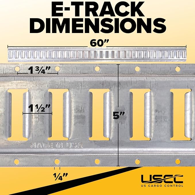US Cargo Control E Track, Made in USA, 12 Gauge Steel 5 FT Galvanized E Track