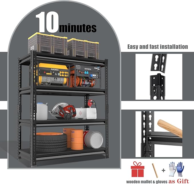 40" W Garage Shelving Heavy Duty，1800LBS Loads Metal Shelving Units and ...