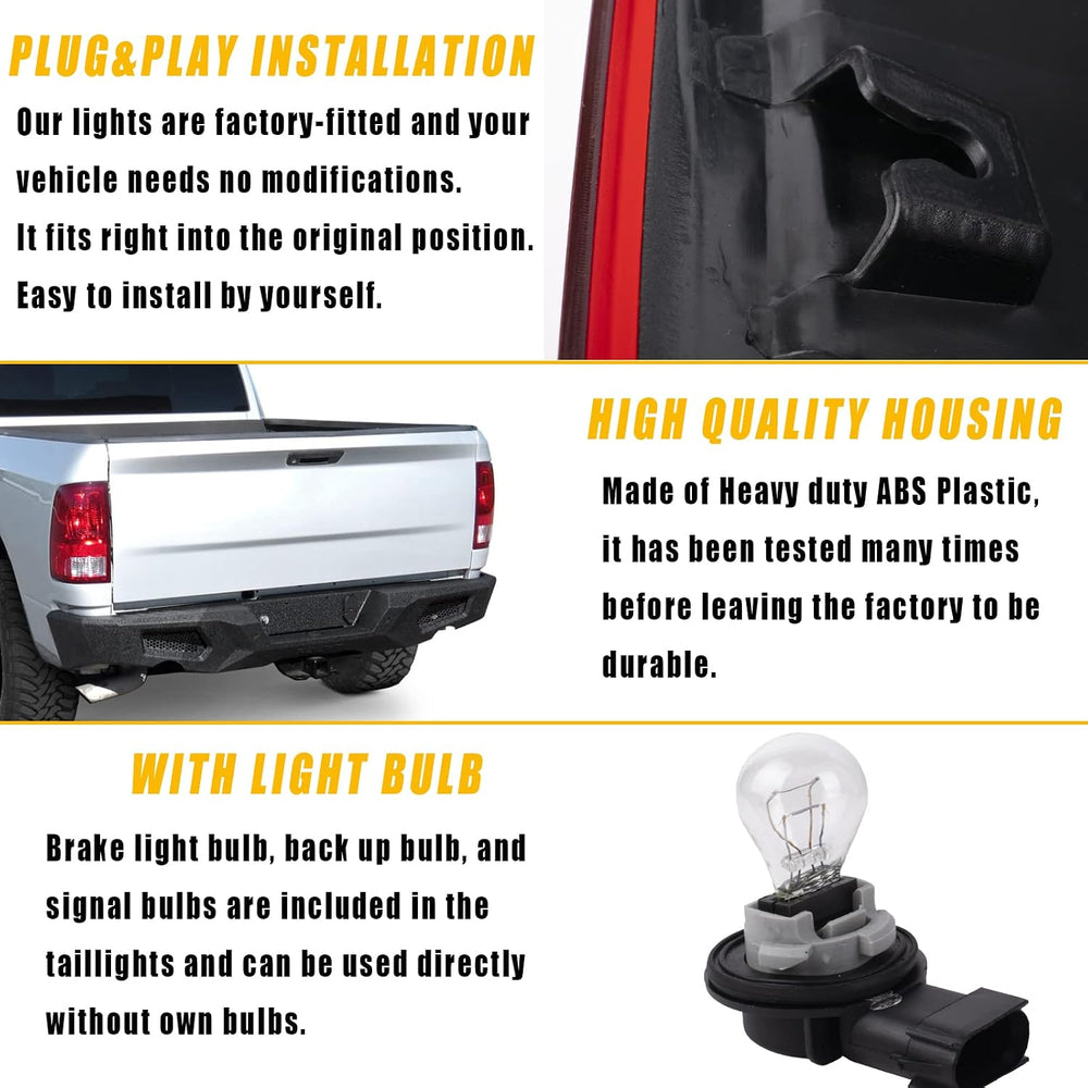Boine Right Side Tail Light Compatible With 2009-2018 Dodge Ram 1500 2500 350...