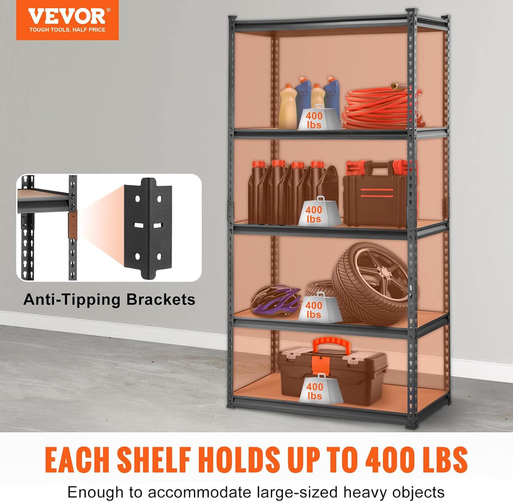 VEVOR Storage Shelves 5-Tier Adjustable 2000 lbs 36"x18"x72" S...