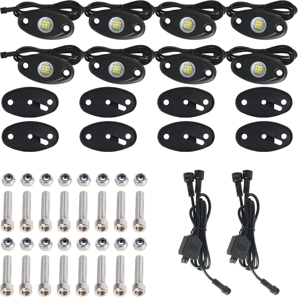 24pods White Rock Lights kit Dc 12v-80v 6000k Aluminum Pure White Led Rock Li...