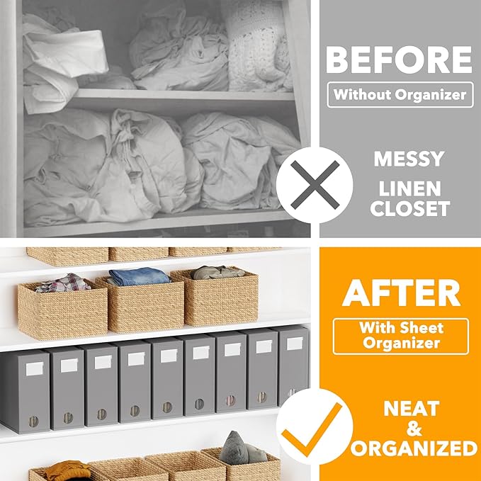 SpaceAid 9 Pack Bed Sheet Organizers and Storage, Foldable Sheet Organizer