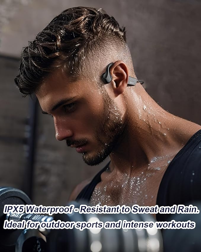Bone Conduction Headphones Open-Ear Bluetooth 5.0, IP65 Waterproof Wireless