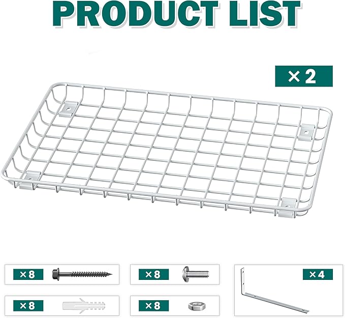 EVERHANGER Garage Wall Shelves 12x18 Inch, Wall Mounted Storage Shelf, Metal