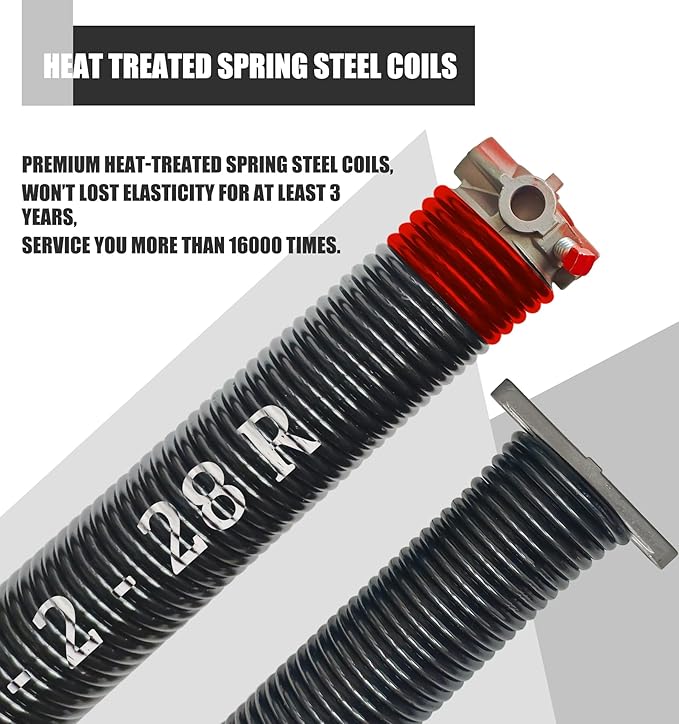 Garage Door Torsion Spring Set, Pair of 2" Electrophoresis Coated Garage...